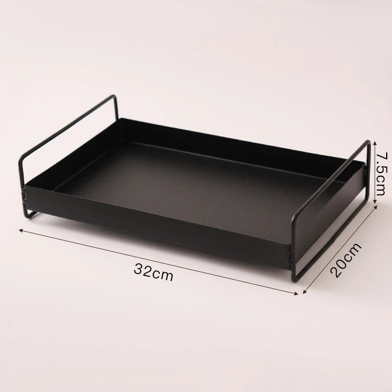 1PC Nordic Metal Tray Dried Fruit Plate Snack Fruit Dish Rectangular Snack Tray Storage Plate With Lid Dessert Tray